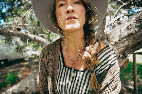 Bare and Strong Necklace -- Variscite and Handmade Paperclip Chain