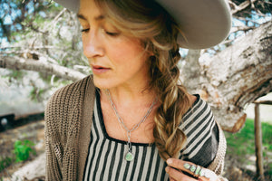 Bare and Strong Necklace -- Variscite and Handmade Paperclip Chain