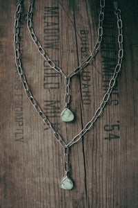 Bare and Strong Necklace -- Variscite and Handmade Paperclip Chain