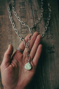 Bare and Strong Necklace -- Variscite and Handmade Paperclip Chain