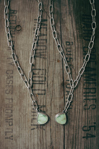 Bare and Strong Necklace -- Variscite and Handmade Paperclip Chain