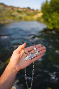 Trout Necklace -- Holly Blue -- Handmade Heavy Chain