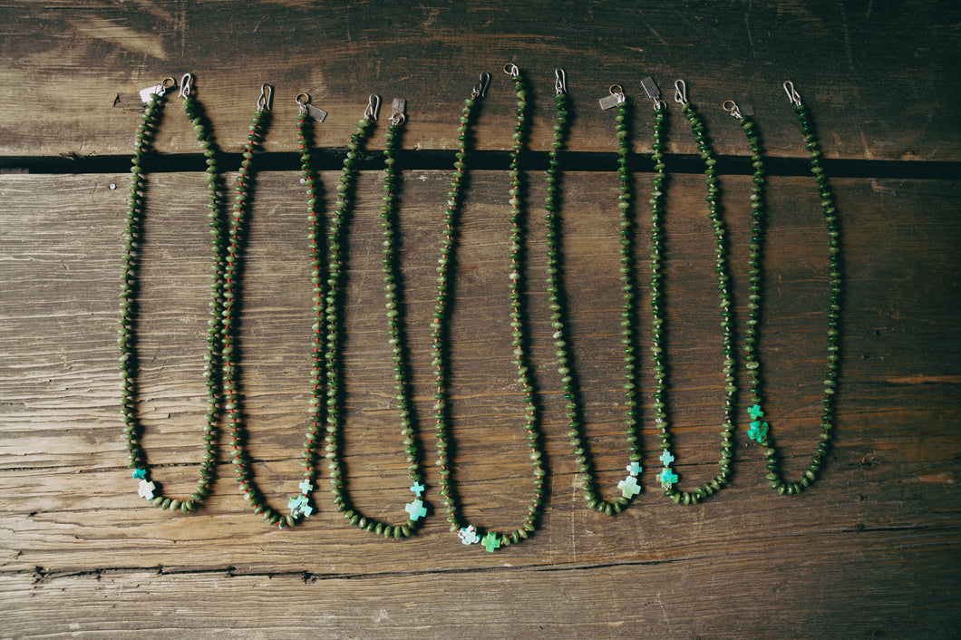 Beadstrands -- Russian jade and carved turquoise crosses