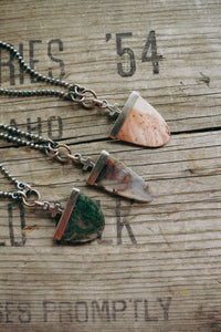 Mind Your Tongue Necklace -- Moss Agate and Willow Creek Jasper