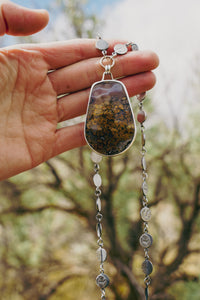 Many Moons Necklace -- Rams Horn Agate