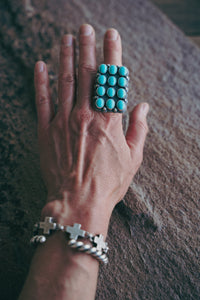 Cluster Ring -- Kingman Turquoise -- Size 9