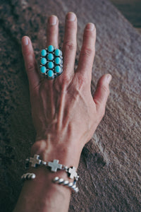 Cluster Ring -- Kingman Turquoise -- Size 6.5