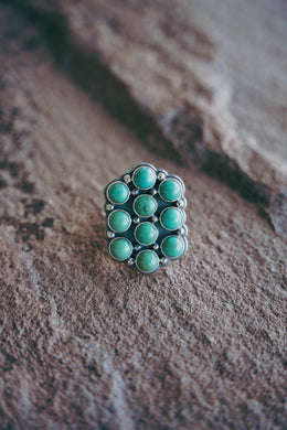 Cluster Ring -- Kingman Turquoise -- Size 6.75