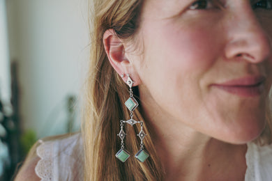 Diamondback Chandelier Earrings -- Kingman Turquoise