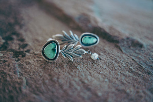 Dew Earrings -- Snowville Variscite