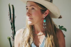 Diamond Earrings -- Kingman Turquoise