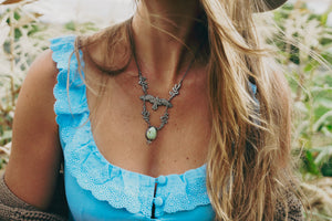 Redtail Necklace -- Dewdrop Variscite