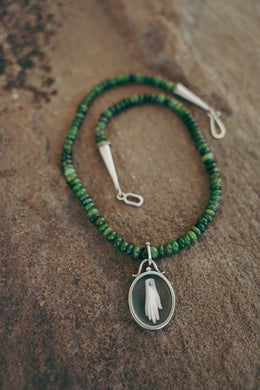 The Gardener Necklace -- Mother of Pearl and Russian Jade