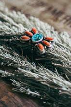 Load image into Gallery viewer, Butterfly Ring -- Turquoise and Coral