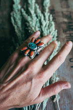 Load image into Gallery viewer, Butterfly Ring -- Turquoise and Coral