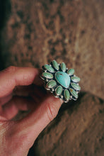 Load image into Gallery viewer, Cluster Ring -- Supernova and Kingman Turquoise -- Size 7