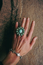 Load image into Gallery viewer, Cluster Ring -- Supernova and Kingman Turquoise -- Size 7