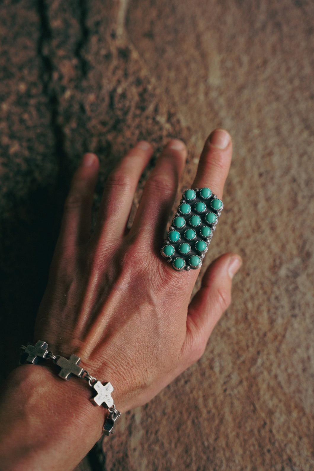 Cluster Ring -- Kingman Turquoise -- Size 9.25