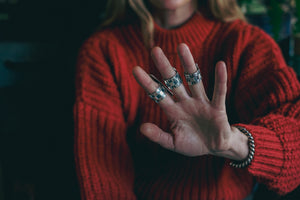 Patchwork Rings -- Chrysoprase and Lone Eagle Variscite