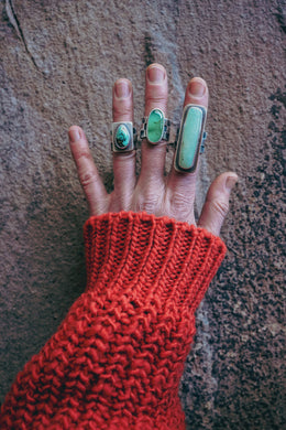 Patchwork Rings -- Chrysoprase and Lone Eagle Variscite