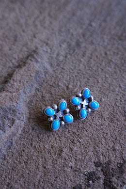 Ornate Post Earrings -- Ithaca turquoise