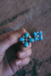 Ornate Post Earrings -- Ithaca turquoise