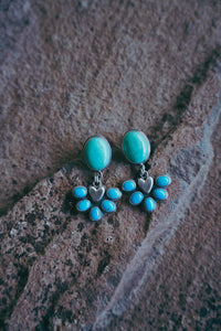 Sweetheart Post Earrings -- Kingman and Ithaca Turquoise