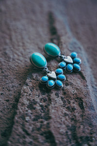 Sweetheart Post Earrings -- Kingman and Ithaca Turquoise