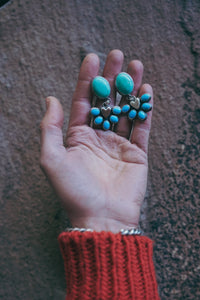 Sweetheart Post Earrings -- Kingman and Ithaca Turquoise