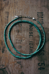 Turquoise Strand -- Bronze Arrow and Sterling Heart Clasp
