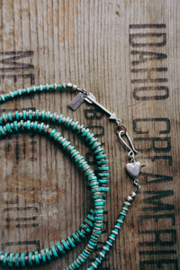Turquoise Strand -- Sterling Heart and Sterling Arrow Clasp