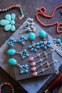 Woah Nelly Earrings -- Kingman and Ithaca Turquoise