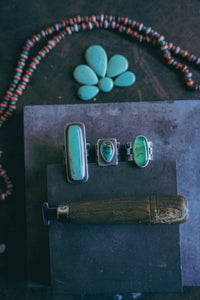 Patchwork Rings -- Chrysoprase and Lone Eagle Variscite