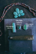 Load image into Gallery viewer, Patchwork Rings -- Chrysoprase and Lone Eagle Variscite