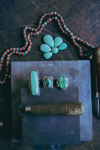 Patchwork Rings -- Chrysoprase and Lone Eagle Variscite