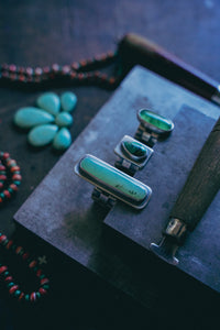 Patchwork Rings -- Chrysoprase and Lone Eagle Variscite