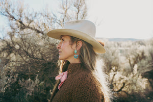 Sweetheart Post Earrings -- Kingman and Ithaca Turquoise