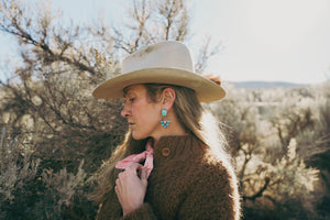 Sweetheart Post Earrings -- Kingman and Ithaca Turquoise