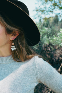 Apple Blossom Earrings -- Coral, Prehnite and Turquoise