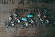 Load image into Gallery viewer, Apple Blossom Earrings -- Coral, Prehnite and Turquoise