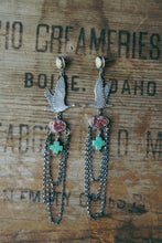 Load image into Gallery viewer, Wild Geese Earrings -- Turquoise and Cobalt Calcite