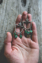 Load image into Gallery viewer, Light Burden Hoop Earrings -- Turquoise Crosses