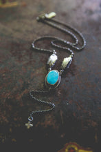 Load image into Gallery viewer, Echo of Flight Lariat Necklace -- Morenci Turquoise