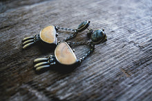 Load image into Gallery viewer, Pray For Rain Earrings -- Fossilized Walrus Ivory and Dendritic Opal