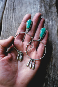 Pray For Rain Earrings -- Turquoise Hoops