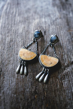 Load image into Gallery viewer, Pray For Rain Earrings -- Fossilized Walrus Ivory and Dendritic Opal