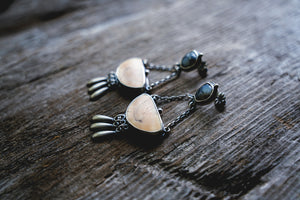 Pray For Rain Earrings -- Fossilized Walrus Ivory and Dendritic Opal