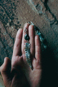 Fern Earrings -- Sterling and Ammonite