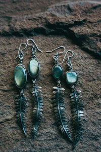 Fern Earrings -- Labradorite and Sterling