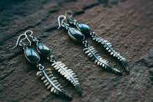 Load image into Gallery viewer, Fern Earrings -- Labradorite and Brass